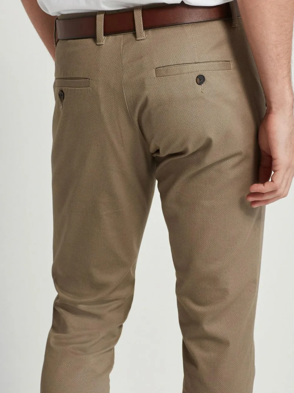 Hot Next Straight Fit Printed Belted Soft Touch Chino Trousers Stone