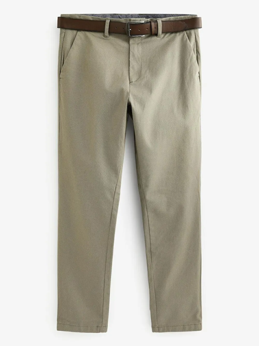 Hot Next Straight Fit Printed Belted Soft Touch Chino Trousers Stone
