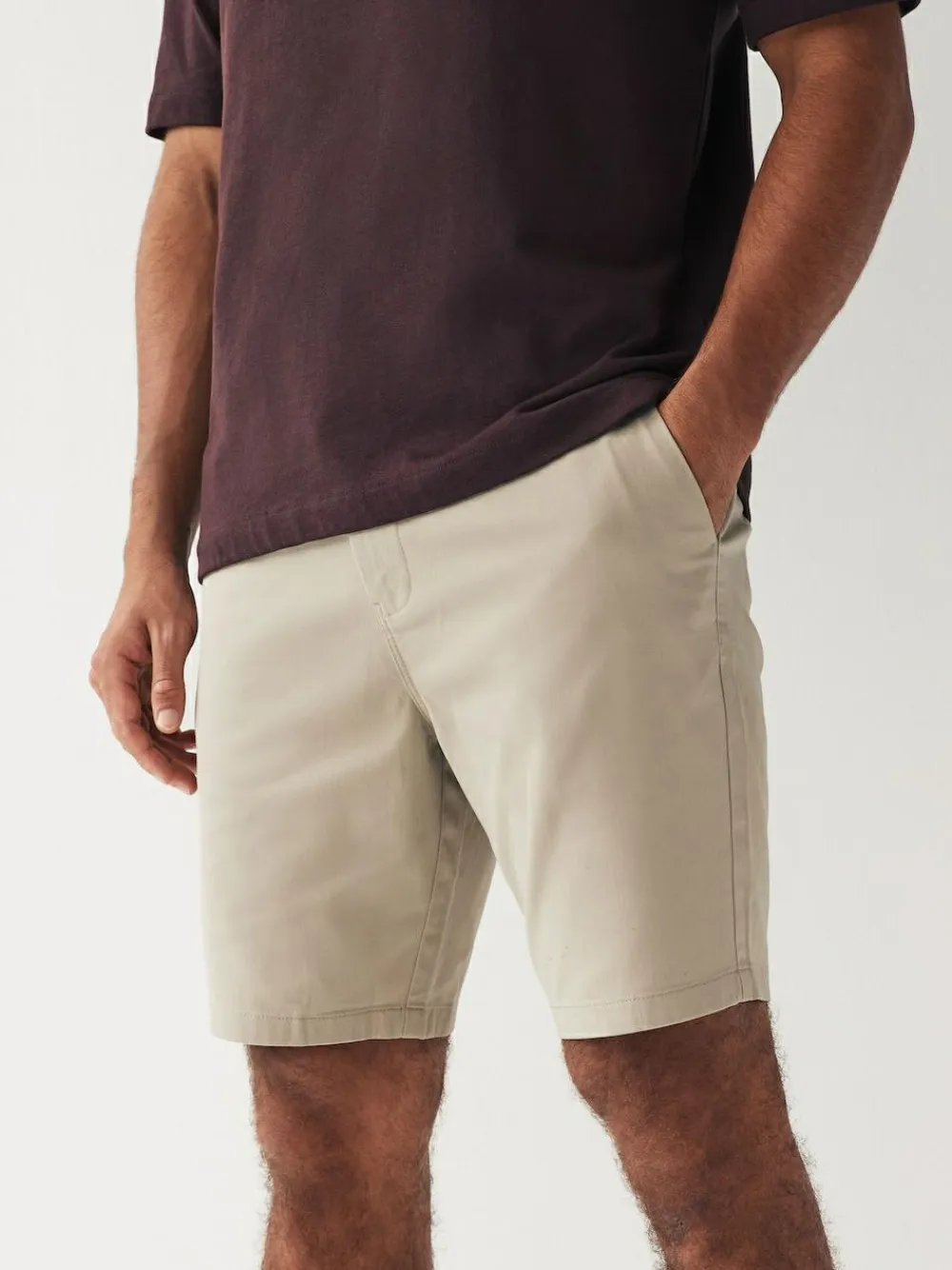 New Next Stone Straight Fit Stretch Chinos Shorts