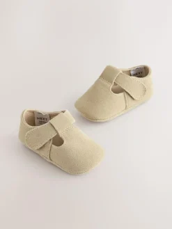 Next Leather Baby T-Bar Shoes (0-24mths) Stone Suede