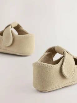 Next Leather Baby T-Bar Shoes (0-24mths) Stone Suede