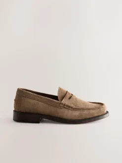 Next Wide Fit Suede Penny Loafers^ Shoes