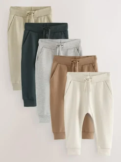 Clearance Next Stone/Tan Brown/Grey Skinny Fit Joggers 5 Pack (3mths-7yrs)