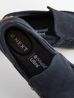 New Next Standard Fit (F) Loafers Suede Navy