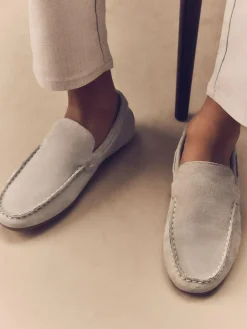 Online Next Standard Fit (F) Loafers Suede Stone
