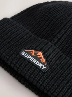 Superdry Black Beanie and Gloves Set^ Hats & Scratch Mitts
