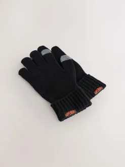 Superdry Black Beanie and Gloves Set^ Hats & Scratch Mitts