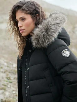 Superdry Black Everest Hooded Bomber Jacket^Women Coats & Jackets|Coats & Jackets