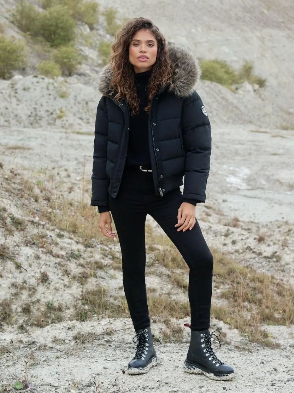 Superdry Black Everest Hooded Bomber Jacket^Women Coats & Jackets|Coats & Jackets