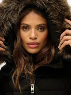 Superdry Black Fuji Faux Hood Mid Length Coat^Women Coats & Jackets|Coats & Jackets