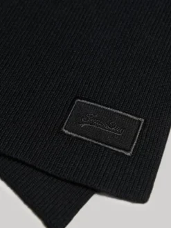 Outlet Superdry Knitted Logo Scarf Black