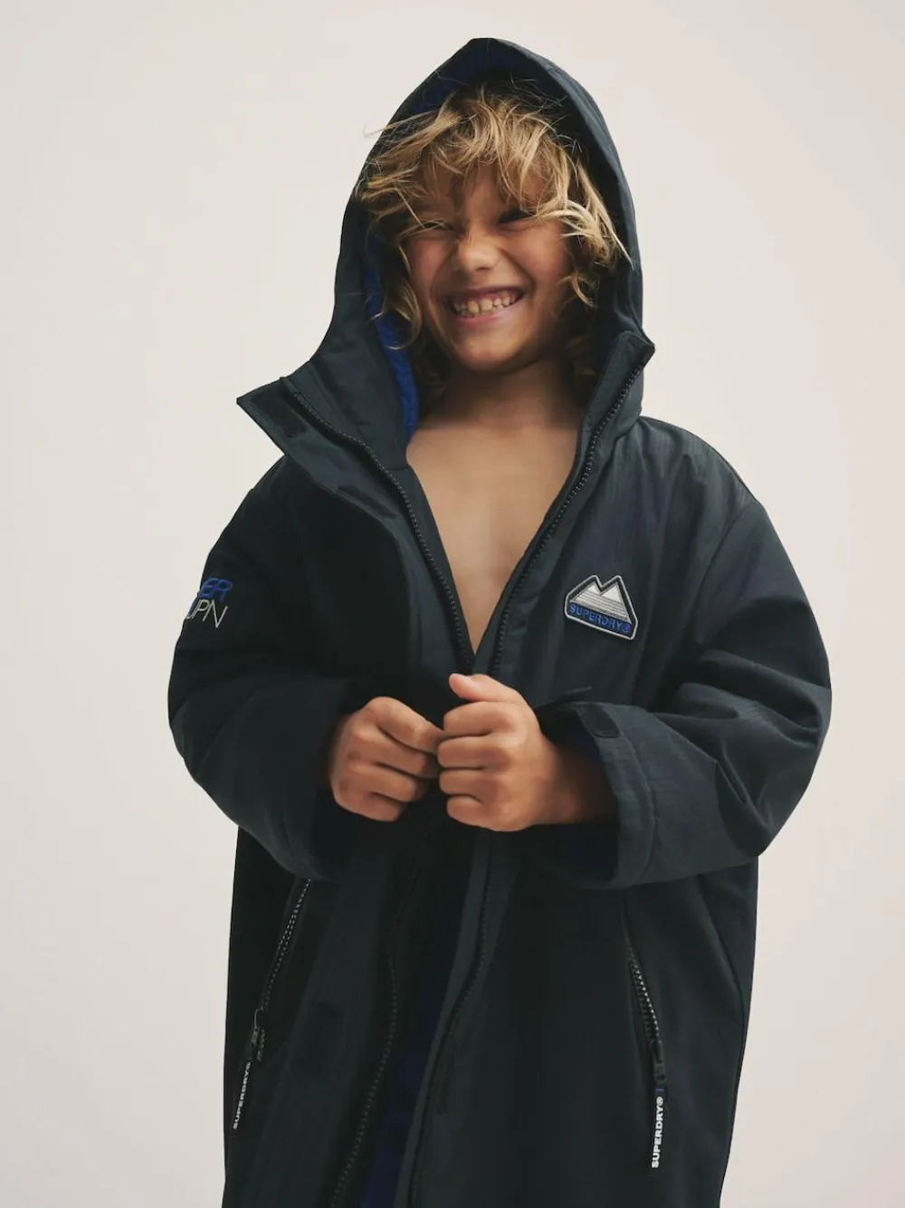 New Superdry Changing Robe Black/Blue