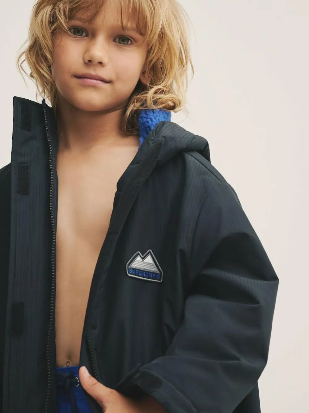 New Superdry Changing Robe Black/Blue