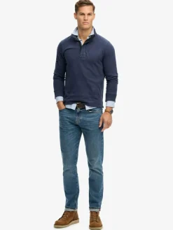 Discount Superdry Blue Cotton Classics Jersey Half Zip Sweatshirt