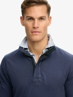 Discount Superdry Blue Cotton Classics Jersey Half Zip Sweatshirt