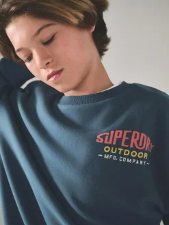 Superdry Blue Red Sweat Top & Shorts Set^BOY Sweatshirts & Hoodies|Sweat Pants