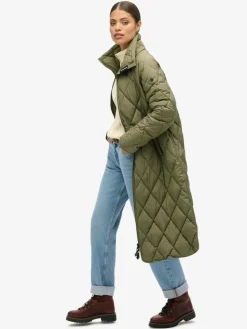 Sale Superdry Superlong Quilt Liner Coat Chive Green