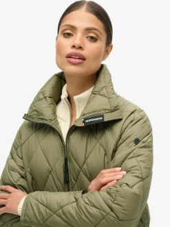 Sale Superdry Superlong Quilt Liner Coat Chive Green