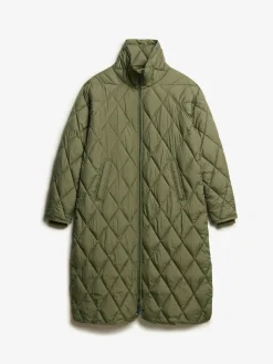 Sale Superdry Superlong Quilt Liner Coat Chive Green