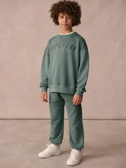 Superdry Dark Green Sweat Top & Shorts Set^BOY Sweatshirts & Hoodies|Sweatshirts & Hoodies