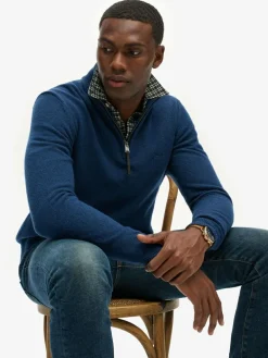 Superdry Dusk Navy Marl Wool Blend Half Zip Jumper^ Knitwear|Knitwear