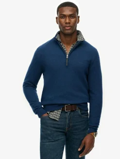 Superdry Dusk Navy Marl Wool Blend Half Zip Jumper^ Knitwear|Knitwear