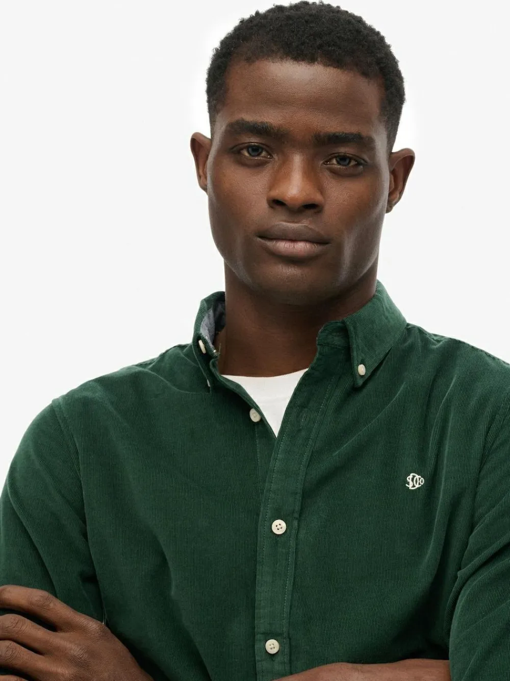 Clearance Superdry Classic Needle Cord Shirt Green