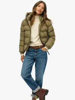Superdry Green Hooded Sports Puffer Jacket^Women Coats & Jackets|Coats & Jackets