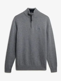 Sale Superdry Grey Wool Blend Half Zip Jumper