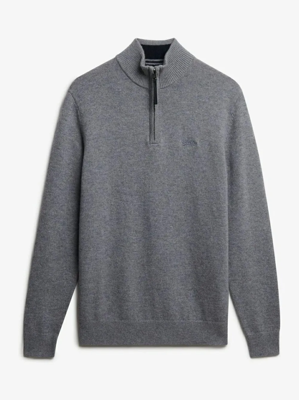 Sale Superdry Grey Wool Blend Half Zip Jumper