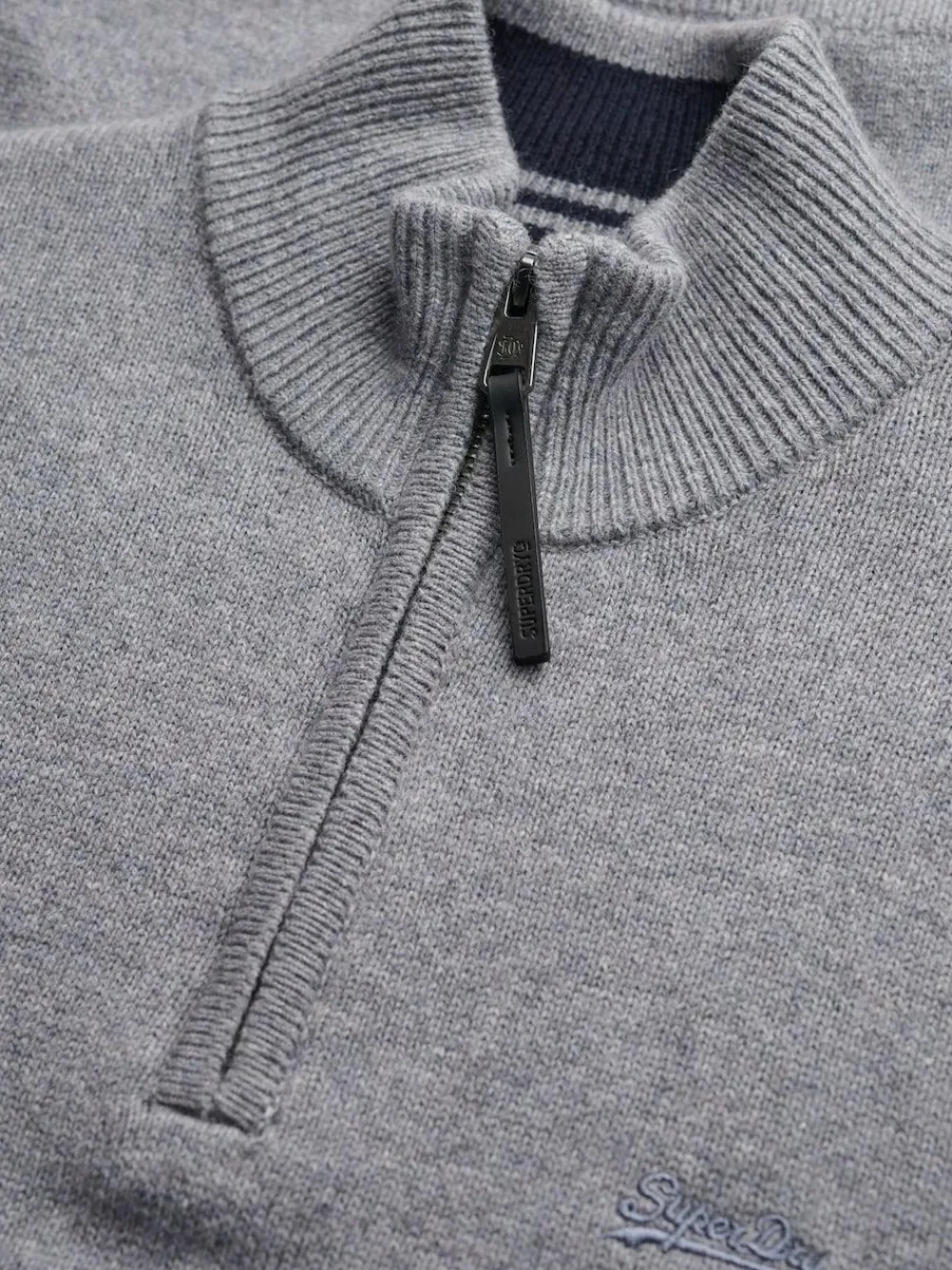 Sale Superdry Grey Wool Blend Half Zip Jumper