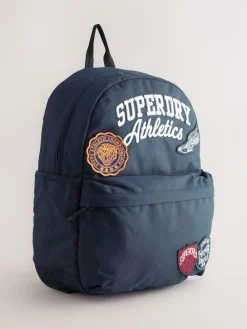 Hot Superdry Back to School Embroidered Varsity Badge Logo Backpack Navy