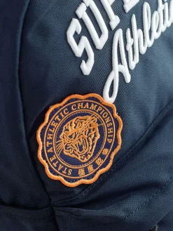 Hot Superdry Back to School Embroidered Varsity Badge Logo Backpack Navy