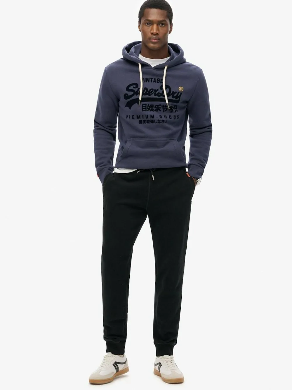 Clearance Superdry Vintage Logo Heritage Relaxed Hoodie Navy Blue