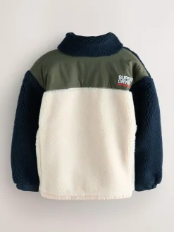 Clearance Superdry Navy Borg Zip Through Jacket