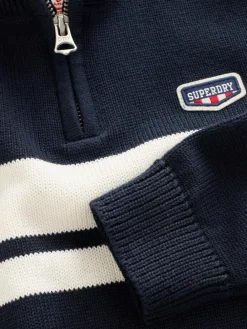 Online Superdry Knit Jumper Navy/White