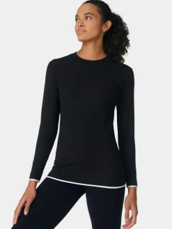 Sweaty Betty Black Modal Crew Neck Base Layer Top^Women Thermals