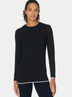 Sweaty Betty Black Modal Crew Neck Base Layer Top^Women Thermals