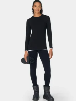 Sweaty Betty Black Modal Crew Neck Base Layer Top^Women Thermals