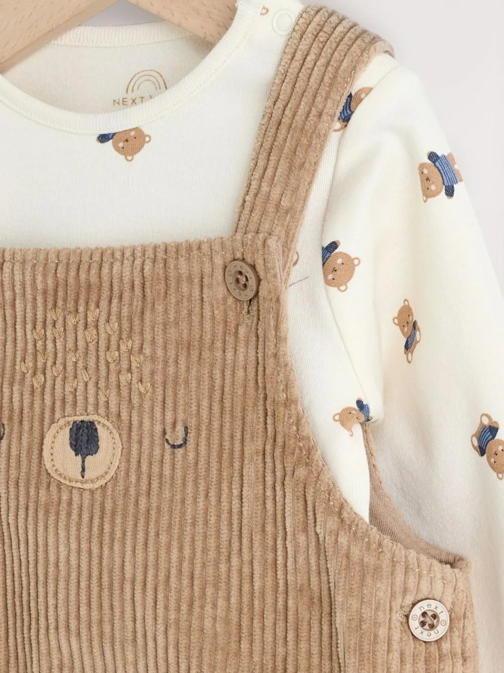 Best Next Tan Brown Bear Cord Dungarees and Bodysuit Set (0mths-2yrs)
