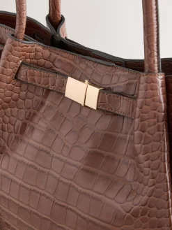 Best Next Tan Brown Belted Croc Shoulder Bag