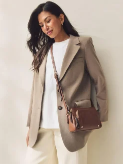 Sale Next Double Zip Cross Body Bag Tan Brown