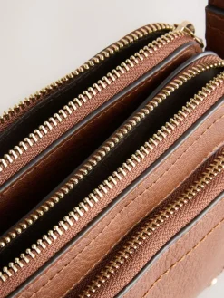 Sale Next Double Zip Cross Body Bag Tan Brown