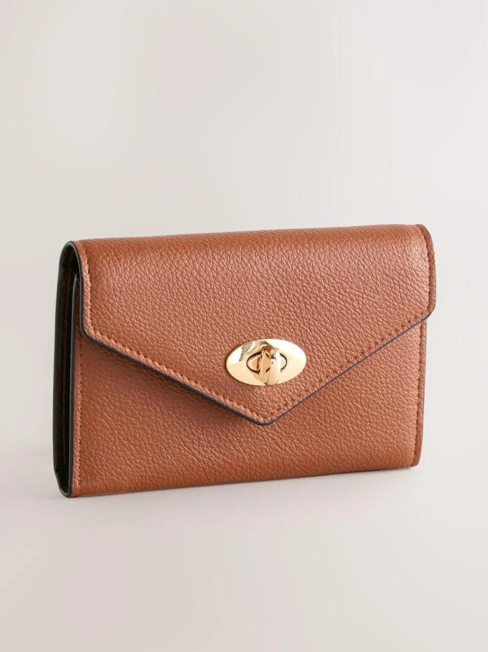 Next Tan Brown Envelope Lock Purse^Women Purses