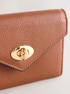 Next Tan Brown Envelope Lock Purse^Women Purses