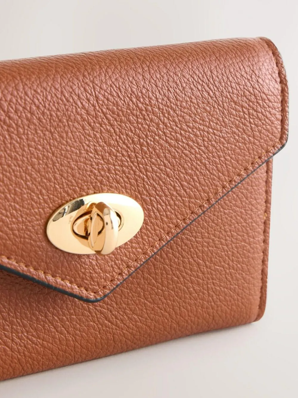 Next Tan Brown Envelope Lock Purse^Women Purses