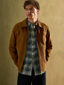 Next Tan Brown Faux Suede Harrington Jacket^ Coats & Jackets|Coats & Jackets