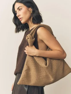 Online Next Tan Brown Faux Suede Weave Shoulder Bag