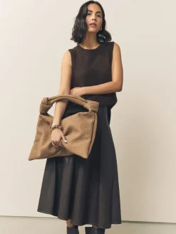 Online Next Tan Brown Faux Suede Weave Shoulder Bag