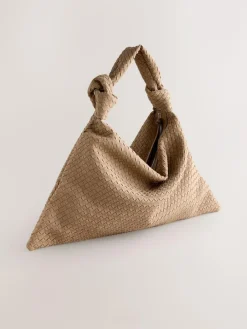 Online Next Tan Brown Faux Suede Weave Shoulder Bag